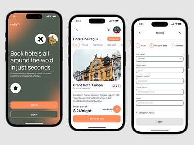 🌃 Hotels Booking App accomodation airbnb app design application booking hotel housing ios mobile nomad service design tourists travel travel app traveling trip ui ux