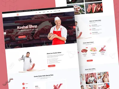 Meat Shop Web Design Template beef branding cooking e shop ecommerce kitchen landing page meat meat buy sell meat cooking meat shop meats online meat shop ui user interface web design