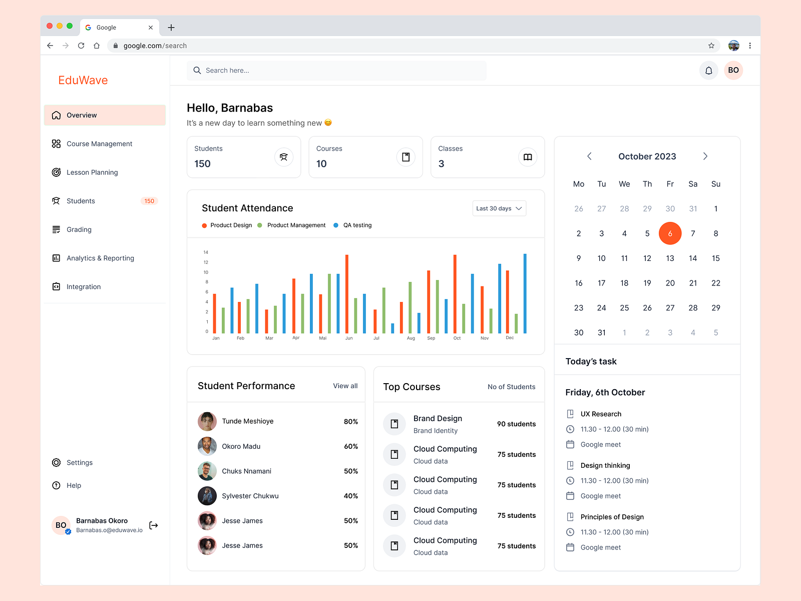 Tutor Dashboard for Learning Management System by Benjamin Osagie on Dribbble