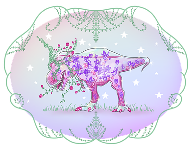 T-Unicorn dinosaur illustration krita pink t rex