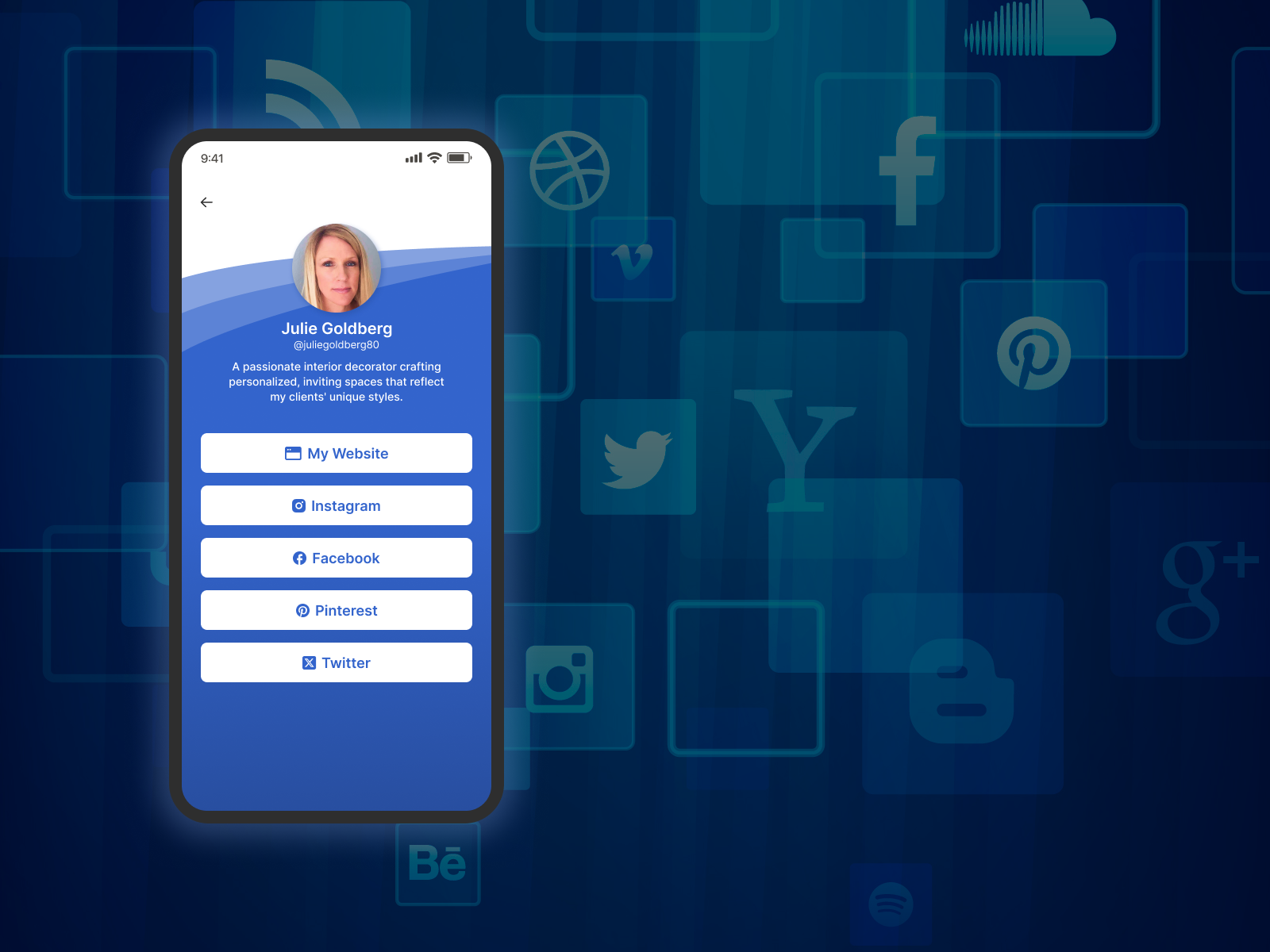 Social Media Contact Page mobile social media contact page