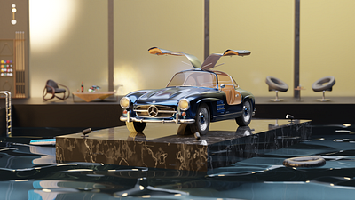 Mercedes vintage Concept 3d b3d blender car graphic design illustrator