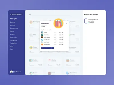 Package manager app card manager mobile ui ux web