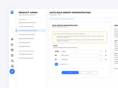 Rule Group Admin design modern ui ux web design website