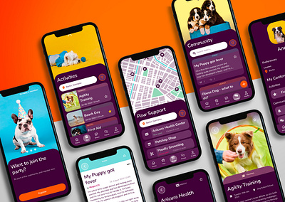 Dog Activity App activities bright case study community dog activity app dogs organizer overview planner playful ui ux vibrant