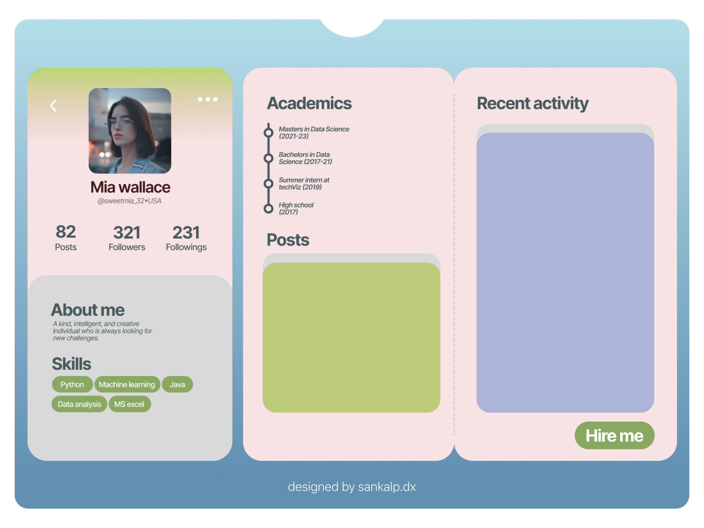 Day - 06 User Profile | dailyUI#006 animation branding dailyui dashboard design simple desktop ui development graphic design hire me minimal new profile simplicity ui uiux user web