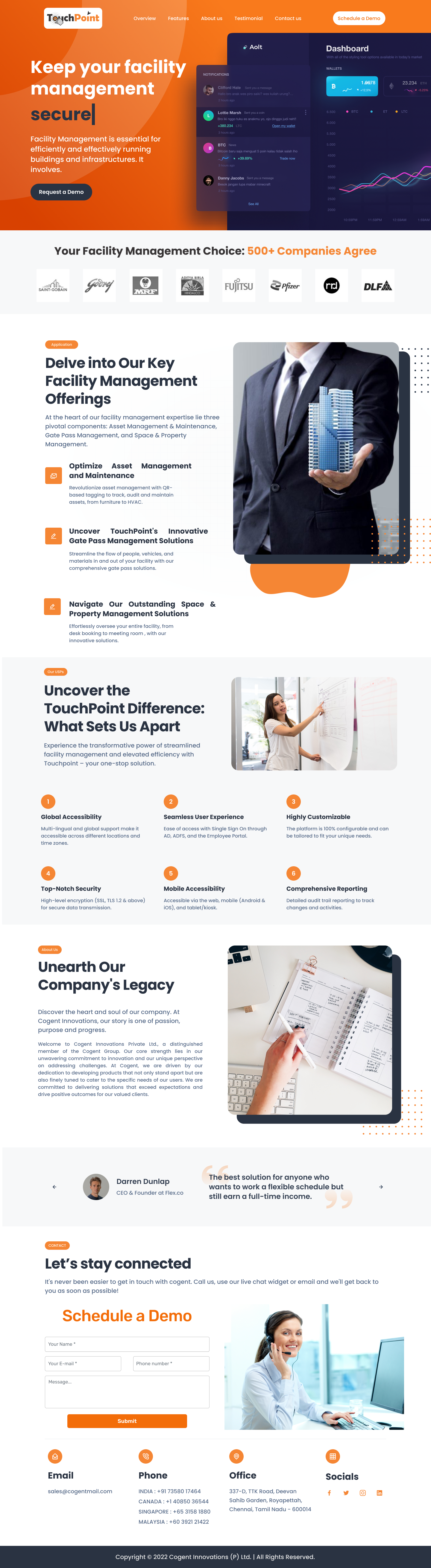 Facility Management Website UI Design elegant ui design facility management home page ui design landing page design website design website ui design