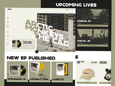 ARCTIC MONKEYS - LANDING PAGE REVAMPED CONCEPT 🐒 album arctic monkey art band desktop figma landing page melody minimalist music musician pop rock singer uiux web design website