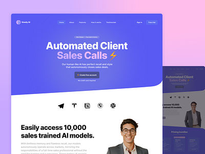 Voxely AI - SAAS Website Design ai ai website artificial intelligence daily ui hero section landing page marketing modern saas saas landing page saas website saas website design sales software ui ux ux ui web design website modern web design website