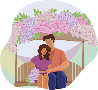 A couple of lovers concept design falling in love flowers graphic design illustrator vector design