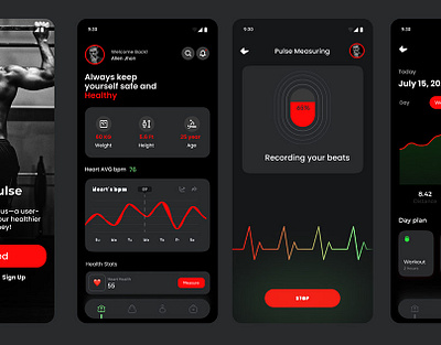 Health Fitness App Design | UI/UX Design | App Design appdesign eyecatching fitness healthfitness interactive ui uidesign uiux userfriendly