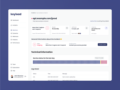 Keyload admin app dashboard design interface monitoring ui ux