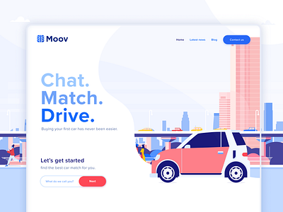 Moov | Web app, branding & logo blue branding buying car design graphic design illustration mvp prototype red typography ui ux vector website yellow