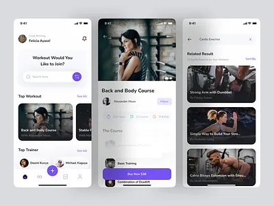 Lorry - Fitnes App UI Kit branding calories class clean course fat finder fitness gym lose weight online class online course ui weight workout