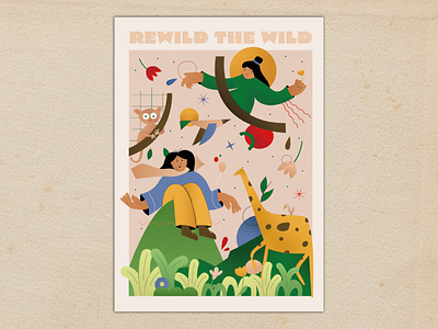 Rewild The Wild climate change graphic design illustration poster print vector