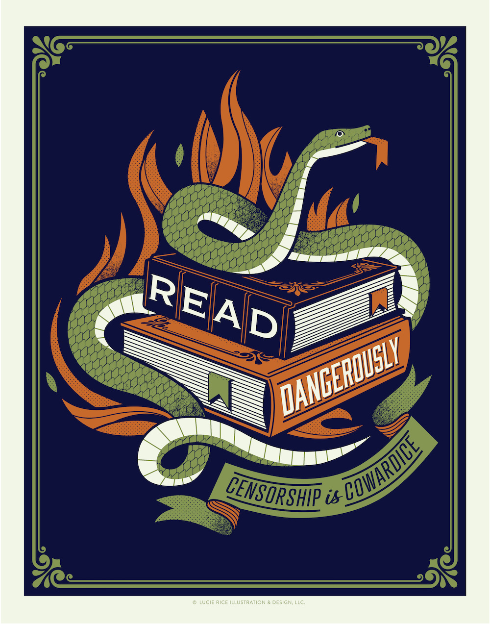 Read Dangerously book ban books freedom illustration library literacy poster design read snake social justice