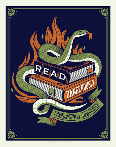 Read Dangerously book ban books freedom illustration library literacy poster design read snake social justice