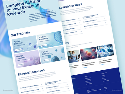 A Landing Page Template for Figma. Omnigenea blue business dna emerald exosome health home page lab landing page medical news organic research service test turquoise ui website white