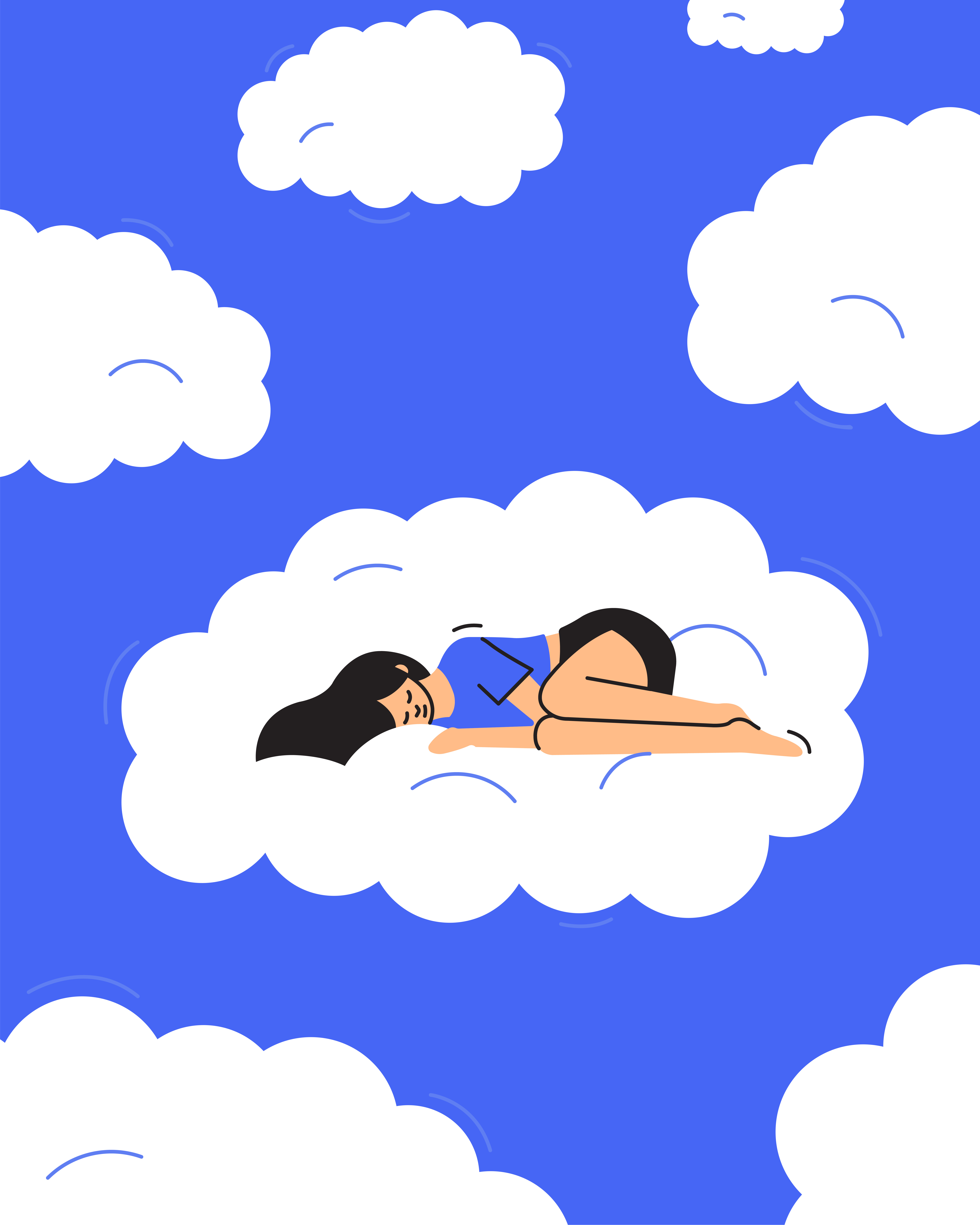 Sweet Dreams character cloud dream dreams illustrator inktober minimalistic sky sleep sleeping sweet dreams woman