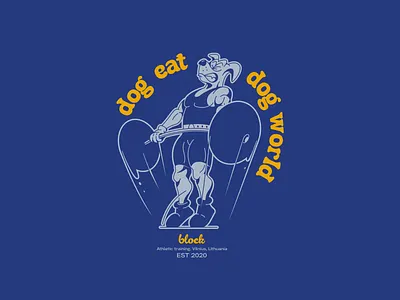 Dog eat dog world t-shirt design dog illustration retro shirt t shirt yellow