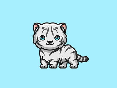 White Tiger adorable animal baby tiger bengal tiger cartoon character chibi crypto cryptocurrency cute illustration kawaii lovely mascot simple sleeping tiger tiger roar token white tiger