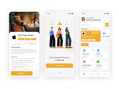 Job Finder App application branding design graphic design illustration landing page logo mobile app ui