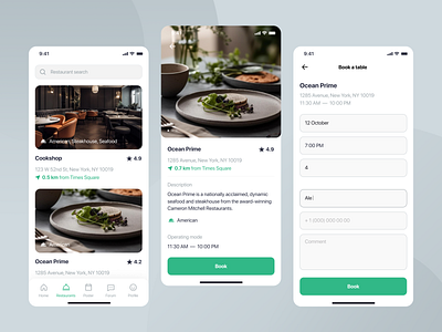 Restaurant booking service app app design design minimal mobile ui uitrends ux visualdesign webui