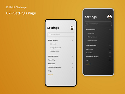 Daily UI Challenge #007 - Settings Page daily ui dailyui challenge design ui uidesign