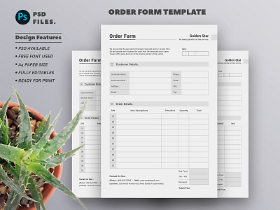 Order Form Template shop