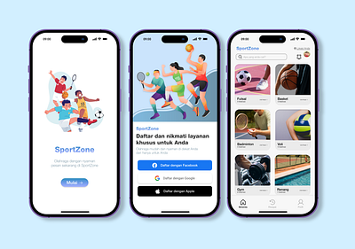 SportZone - Sports Booking App app interface appdesign designinterface sportapp ui user interface