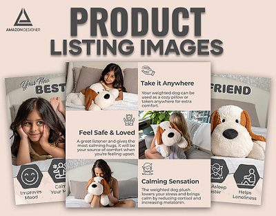 Listing Infographics Images || Dog Pillow a content adobe illustrator adobe photoshop amazon amazon infographics amazon listing amazon listing images infographic infographics listing listing design listing images