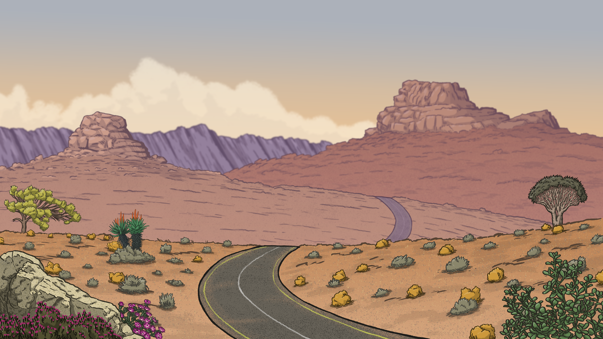 Karoo landscape branding design digital art digital illustration drawing editorial editorial illustration graphic design illustration photoshop wacom