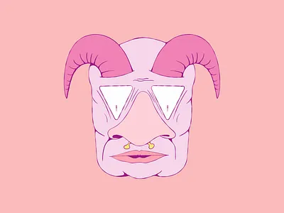 Monster Face caricature character crazy creative design digital art digital drawing face horns illustration monster pink unique vector