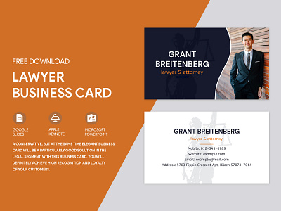Attorney Business Card Free Google Docs Template advocate attorney business business card card cards doc docs document free google docs templates free template free template google docs google google docs lawyer print printing template templates word