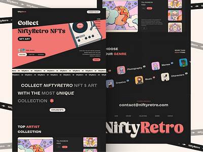Nifty Retro NFTs - Where Past Meets Future 90s black branding clean design landing page marketplace minimal nft nft marketplace nfts product design retro retro nft retro styled ui ui design ux web3 website