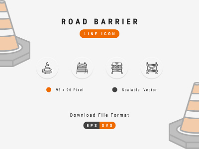Road Barrier Icon Set, Line Icon Style barrier editable icon icon set pixel perfect icon road thin line icon ui
