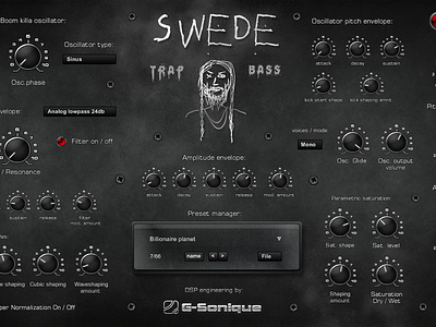 Swede Trap bass 808 mafia - Trap/Hip-Hop plug-in VST GUI UI 808 mafia design designer graficky dizajner grafik gui hip hop piestany plug in slovakia slovensko swede trap ui ux vst