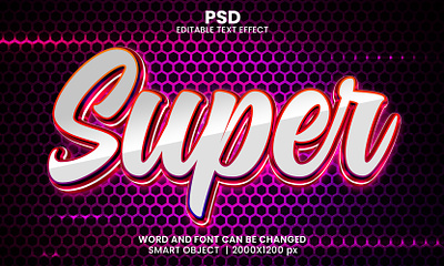 Super Hero 3d editable text effect design Logo psd mockup super text effect