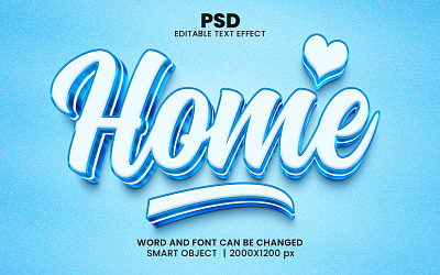 Home Lovely 3d editable text effect design blue text effect love psd mockup snow water