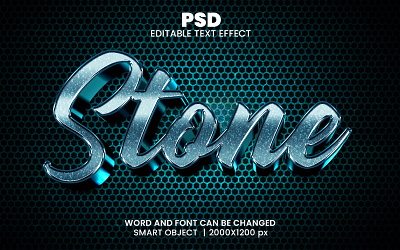 Stone Metallic 3d editable text effect design Logo metallic effect psd mockup shiny effect stone effect