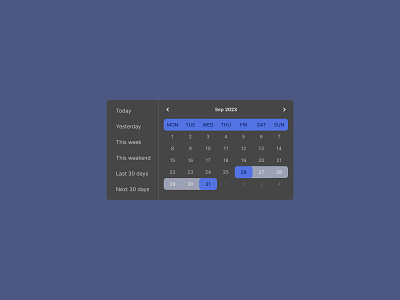 Calendar widget design with menu design figma ui