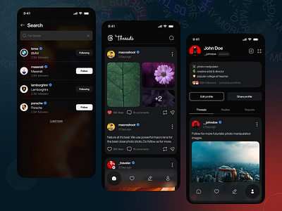 Threads redesign app application appuikit branding design illustration interface kit mobileui product social socialmedia typography ui uiux ux uxui