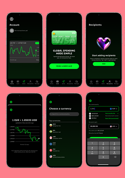 "Transfer app" dark mode💵💰💲 app crypto dark mode design designer exchange feedback finance graphic design mobile app money transfer ui ux