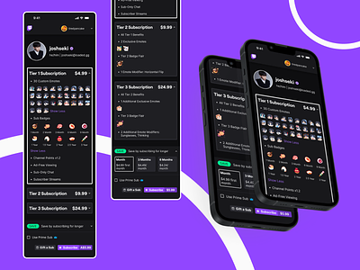 Daily UI #030 - Twitch Sub Pricing dailyui mobile pricing product design sub subscription twitch ui