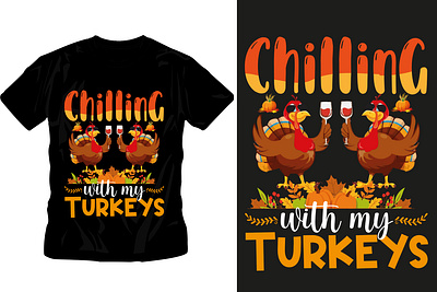 Chilling Turkeys T-Shirt Design art chilling clothing design fashion graphic design halloween illustration summer tshirt tshirtdesign turkey vector