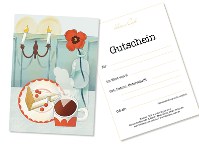 Gift card cafe cake coffee flower food food illustration identity illustration illustrator local food papaver poppy flower tea