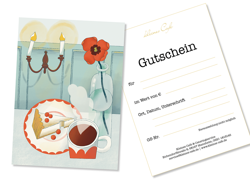 Gift card cafe cake coffee flower food food illustration identity illustration illustrator local food papaver poppy flower tea