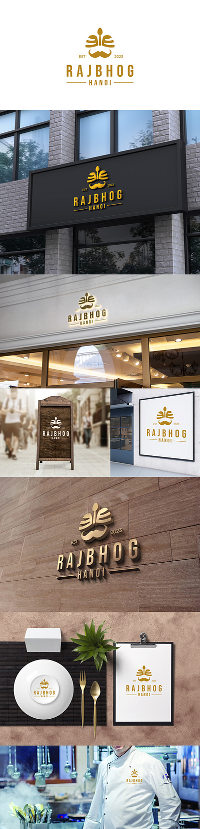 Rajbhog Hanoi - Logo Design brand identity branding conceptual food graphic design hotel logo logo design menu minimal mustache restaurant traditional