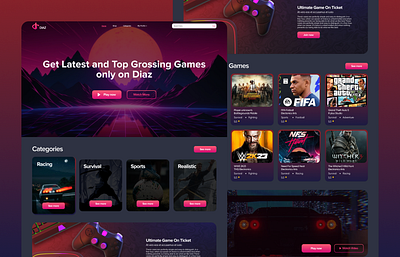 Diaz Gaming Website 3d animation branding graphic design logo motion graphics ui