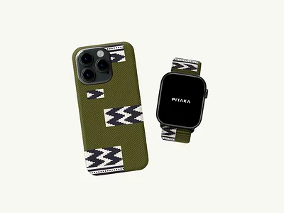 Fashion Green - PITAKA Fusion Weaving apple watch graphic design iphone 15 pattern pitaka